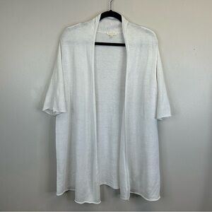 Eileen Fisher 1X White Linen Knit Cardigan Open Front Natural Neutral Lagenlook